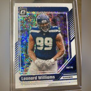 Leonard Williams 2024 Donruss Optic #182 Prizm White Sparkle SSP Card Seahawks